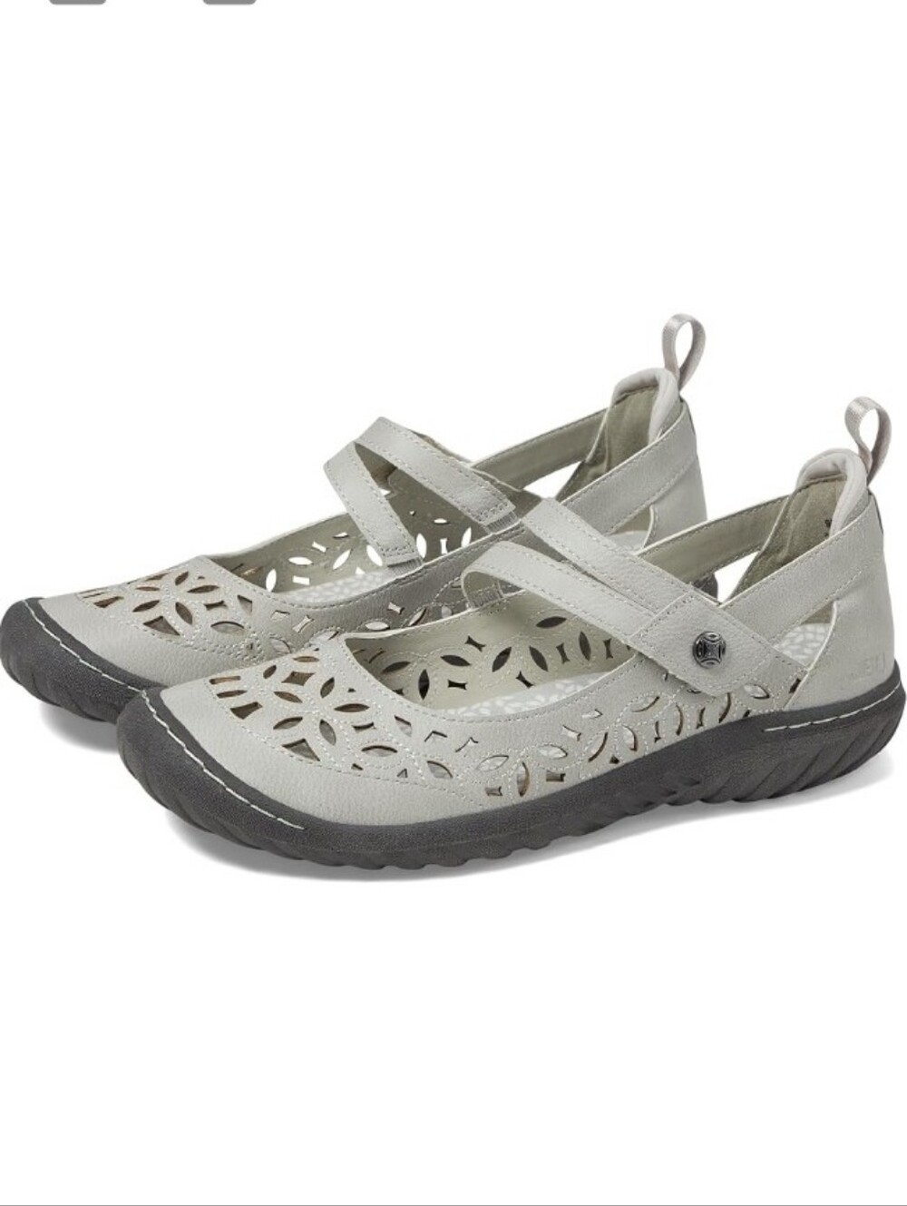 JBU Bellerose Encore Mary Jane Flats - Light Gray with Dark Gray Sole